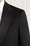 Sartoria Latorre Men's black single-breasted tuxedo with satin lapels - 100% wool. buttons. two side pockets, one chest pocket. Country of manufacture: Italy. Care: specialized cleaning - photo 5