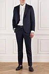 Men's dark blue wool tuxedo with satin lapels Sartoria Latorre - 100% wool. buttons. two side pockets, one chest pocket. Country of manufacture: Italy. Care: specialized cleaning - photo 2