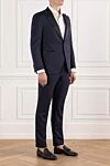 Sartoria Latorre Men's dark blue wool tuxedo with satin lapels - 100% wool. buttons. two side pockets, one chest pocket. Country of manufacture: Italy. Care: specialized cleaning - photo 3