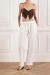 Top made of chocolate-colored cotton and silk with bow decoration and thin straps Isabel Marant - bow decor. 55% cotton, 45% silk. Fastener: zipper. Country of manufacture: Italy. Care: specialized cleaning - photo 2
