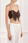 Isabel Marant Top made of chocolate-colored cotton and silk with bow decoration and thin straps - bow decor. 55% cotton, 45% silk. Fastener: zipper. Country of manufacture: Italy. Care: specialized cleaning - photo 3