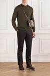 Men's drawstring waist trousers in brown wool Cesare di Napoli - 100% wool. button, zipper, drawstring. two side pockets, one back pocket. Country of manufacture: Italy. Care: specialized cleaning - photo 2