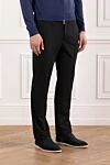 Cesare di Napoli Брюки мужские в синем цвете с завязкой и комфортной посадкой - 90% шерсть, 10% кашемир. пуговица, молния, кулиска. два боковых кармана, один задний на пуговице. Страна производитель: Италия. Уход: специализированная чистка - фото 3