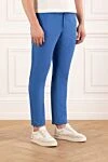 PT01 (Pantaloni Torino) Штани чоловічі блакитні з легкої тканини з утяжкою на талії - 79% поліамід, 21% еластан. гудзик, блискавка. дві бічні кишені, дві задні. Країна виробник: Італія. Догляд: спеціалізоване чищення - фото 3