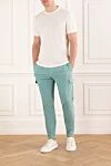 Мужские брюки спортивные карго мятного оттенка с манжетами PT01 (Pantaloni Torino) - 56% хлопок, 37% полиамид, 7% эластан. пуговица, молния. два боковых кармана, два задних. Страна производитель: Италия. Уход: специализированная чистка - фото 2