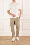 Men's beige cargo pants with patch pockets and drawstring PT01 (Pantaloni Torino) - 55% cotton, 39% polyamide, 6% elastane. button, zipper. two side pockets, two back pockets. Country of manufacture: Italy. Care: specialized cleaning - photo 2
