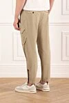 Men's beige cargo pants with patch pockets and drawstring PT01 (Pantaloni Torino) - 55% cotton, 39% polyamide, 6% elastane. button, zipper. two side pockets, two back pockets. Country of manufacture: Italy. Care: specialized cleaning - photo 4
