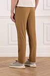 Мужские брюки базовые коричневые с белым шнурком на талии PT01 (Pantaloni Torino) - 55% хлопок, 39% полиамид, 6% эластан. пуговица, молния. два боковых кармана, два задних. Страна производитель: Италия. Уход: специализированная чистка - фото 4
