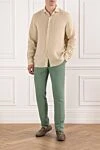 Men's pastel green straight fit trousers with drawstring waist PT01 (Pantaloni Torino) - 61% lyocell, 22% linen, 17% cotton. button, zipper. two side pockets, two back pockets. Country of manufacture: Italy. Care: specialized cleaning - photo 2