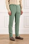 PT01 (Pantaloni Torino) Men's pastel green straight fit trousers with drawstring waist - 61% lyocell, 22% linen, 17% cotton. button, zipper. two side pockets, two back pockets. Country of manufacture: Italy. Care: specialized cleaning - photo 3