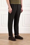 PT01 (Pantaloni Torino) Men's black trousers, straight cut, with drawstring - 61% lyocell, 22% linen, 17% cotton. button, zipper. two side pockets, two back pockets. Country of manufacture: Italy. Care: specialized cleaning - photo 3