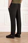 Men's black trousers, straight cut, with drawstring PT01 (Pantaloni Torino) - 61% lyocell, 22% linen, 17% cotton. button, zipper. two side pockets, two back pockets. Country of manufacture: Italy. Care: specialized cleaning - photo 4