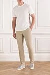 Basic men's trousers beige with drawstring and button fastening PT01 (Pantaloni Torino) - 61% lyocell, 22% linen, 17% cotton. button, zipper. two side pockets, two back pockets. Country of manufacture: Italy. Care: specialized cleaning - photo 2