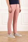 PT01 (Pantaloni Torino) Чоловічі рожеві штани з поясом на шльовках і кулісках. - 61% ліоцел, 22% льон, 17% бавовна. гудзик, блискавка. дві бічні кишені, дві задні. Країна виробник: Італія. Догляд: спеціалізоване чищення - фото 3