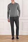 Men's dark gray trousers made of textured fabric with a drawstring waistband PT01 (Pantaloni Torino) - 54% polyester, 44% wool, 2% elastane. button, zipper, drawstring. two side pockets, two back pockets. Country of manufacture: Italy. Care: specialized cleaning - photo 2