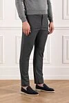 PT01 (Pantaloni Torino) Men's dark gray trousers made of textured fabric with a drawstring waistband - 54% polyester, 44% wool, 2% elastane. button, zipper, drawstring. two side pockets, two back pockets. Country of manufacture: Italy. Care: specialized cleaning - photo 3