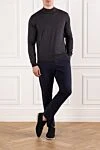 Plain navy men's trousers with comfortable cut and drawstring PT01 (Pantaloni Torino) - 56% cotton, 37% polyamide, 7% elastane. button, zipper, drawstring. two side pockets, two back pockets. Country of manufacture: Italy. Care: specialized cleaning - photo 2