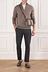 Troyer men's wool beige-brown with collar and zip Cesare di Napoli - 100% wool. Fastener: zipper. Country of manufacture: Italy. Care: specialized cleaning - photo 2