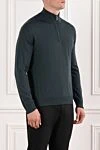 Cesare di Napoli Men's wool jumper troyer with zip and stand-up collar - 100% wool. Fastener: zipper. Country of manufacture: Italy. Care: specialized cleaning - photo 3