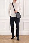 Men's woolen jumper, thin, milky color Cesare di Napoli - 100% wool. Country of manufacture: Italy. Care: specialized cleaning - photo 2