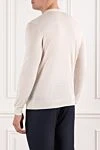Men's woolen jumper, thin, milky color Cesare di Napoli - 100% wool. Country of manufacture: Italy. Care: specialized cleaning - photo 4