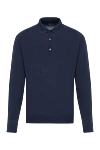 Cesare di Napoli Dark blue wool polo shirt with long sleeves - 100% wool. buttons. Country of manufacture: Italy. Care: specialized cleaning - photo 1