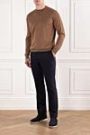 Men's fine knit wool pullover in brown Cesare di Napoli - 100% wool. Country of manufacture: Italy. Care: specialized cleaning - photo 2