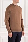 Cesare di Napoli Men's fine knit wool pullover in brown - 100% wool. Country of manufacture: Italy. Care: specialized cleaning - photo 3