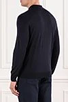 Dark blue wool polo shirt with long sleeves and zip Cesare di Napoli - 100% wool. Fastener: zipper. Country of manufacture: Italy. Care: specialized cleaning - photo 4