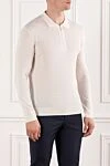 Cesare di Napoli Long sleeve polo shirt in white wool with zip - 100% wool. Fastener: zipper. Country of manufacture: Italy. Care: specialized cleaning - photo 3