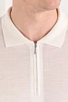 Cesare di Napoli Long sleeve polo shirt in white wool with zip - 100% wool. Fastener: zipper. Country of manufacture: Italy. Care: specialized cleaning - photo 5