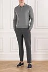Gray wool polo shirt with long sleeves and zip Cesare di Napoli - 100% wool. Fastener: zipper. Country of manufacture: Italy. Care: specialized cleaning - photo 2