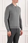 Cesare di Napoli Gray wool polo shirt with long sleeves and zip - 100% wool. Fastener: zipper. Country of manufacture: Italy. Care: specialized cleaning - photo 3