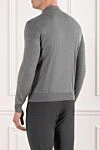Gray wool polo shirt with long sleeves and zip Cesare di Napoli - 100% wool. Fastener: zipper. Country of manufacture: Italy. Care: specialized cleaning - photo 4