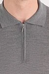 Cesare di Napoli Gray wool polo shirt with long sleeves and zip - 100% wool. Fastener: zipper. Country of manufacture: Italy. Care: specialized cleaning - photo 5