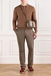 Knitted wool polo shirt in brown shade with long sleeves Cesare di Napoli - 100% wool. Fastener: zipper. Country of manufacture: Italy. Care: specialized cleaning - photo 2