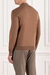 Knitted wool polo shirt in brown shade with long sleeves Cesare di Napoli - 100% wool. Fastener: zipper. Country of manufacture: Italy. Care: specialized cleaning - photo 4