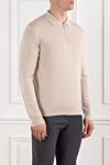 Cesare di Napoli Beige wool polo with zipper and long sleeves - 100% wool. Fastener: zipper. Country of manufacture: Italy. Care: specialized cleaning - photo 3