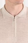 Cesare di Napoli Beige wool polo with zipper and long sleeves - 100% wool. Fastener: zipper. Country of manufacture: Italy. Care: specialized cleaning - photo 5