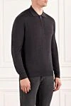 Cesare di Napoli Dark grey wool polo shirt with long sleeves and zip - 100% wool. Fastener: zipper. Country of manufacture: Italy. Care: specialized cleaning - photo 3