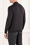 Dark grey wool polo shirt with long sleeves and zip Cesare di Napoli - 100% wool. Fastener: zipper. Country of manufacture: Italy. Care: specialized cleaning - photo 4