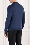 Blue wool polo shirt with long sleeves and zip Cesare di Napoli - 100% wool. Fastener: zipper. Country of manufacture: Italy. Care: specialized cleaning - photo 4