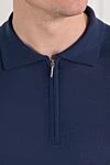 Cesare di Napoli Blue wool polo shirt with long sleeves and zip - 100% wool. Fastener: zipper. Country of manufacture: Italy. Care: specialized cleaning - photo 5