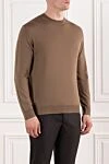 Cesare di Napoli Men's plain wool jumper in basic style - 100% wool. Country of manufacture: Italy. Care: specialized cleaning - photo 3