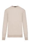 Cesare di Napoli Men's basic woolen warm jumper in beige - 100% wool. Country of manufacture: Italy. Care: specialized cleaning - photo 1