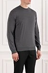 Cesare di Napoli Fine wool jumper in grey shade - 100% wool. Country of manufacture: Italy. Care: specialized cleaning - photo 3
