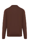 Basic cut men's wool jumper in rich brown color Cesare di Napoli - 100% wool. Country of manufacture: Italy. Care: specialized cleaning - photo 6