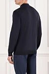 Polo shirt in fine wool, dark blue, long sleeves, buttons Cesare di Napoli - 100% wool. buttons. Country of manufacture: Italy. Care: specialized cleaning - photo 4