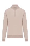 Cesare di Napoli Men's wool troyer natural beige with a collar with a zipper - 100% wool. Fastener: zipper. Country of manufacture: Italy. Care: specialized cleaning - photo 1