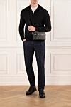 Troyer men's wool black with stand-up collar and zip Cesare di Napoli - 100% wool. Fastener: zipper. Country of manufacture: Italy. Care: specialized cleaning - photo 2